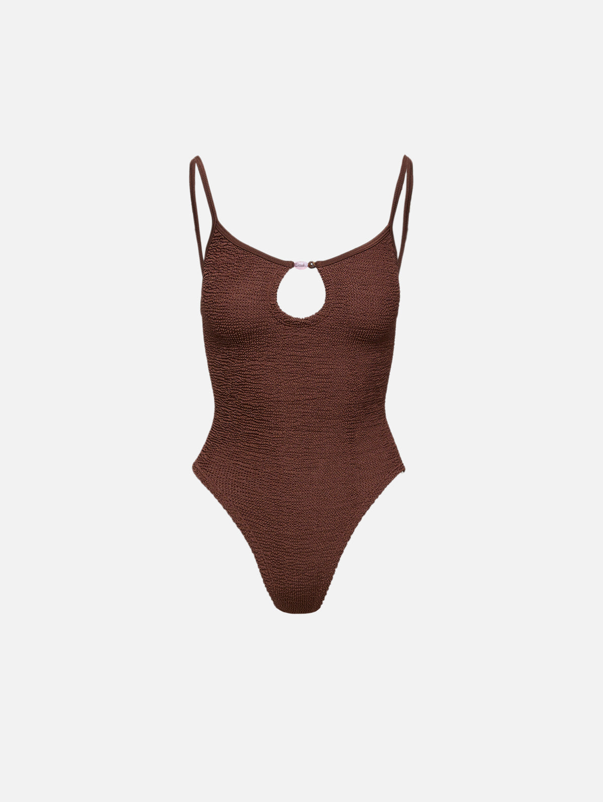 Mia Beaded Swimsuit,HUNZA G,METALLIC CHOCOLATE,Image 1