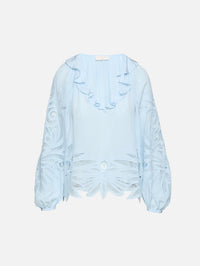 Adonis Silk Applique Blouse,ULLA JOHNSON,ADRIATIC,Image 1