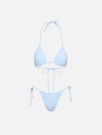 Gina Beaded Bikini,HUNZA G,METALLIC ICE BLUE,Image 1