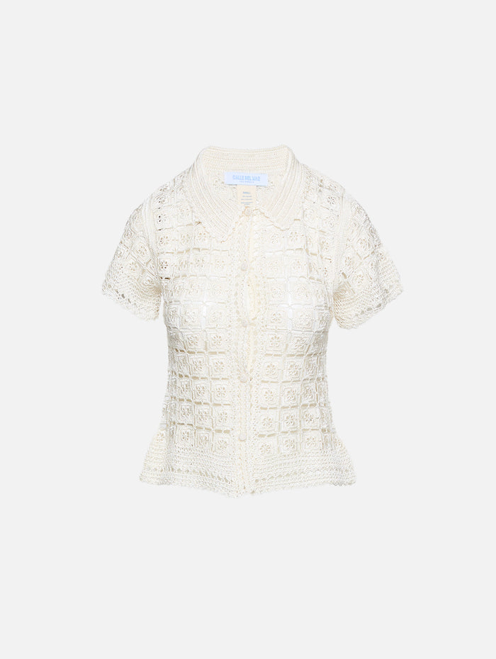 Tea Party Crochet Shirt,CALLE DEL MAR,NATURAL,Image 1
