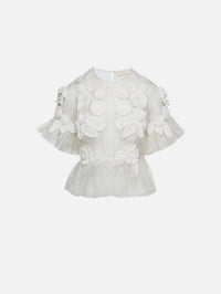 Aliya Organza Blouse,ULLA JOHNSON,PEARLED IVORY,Image 1