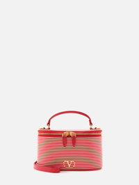 V Logo Striped Vanity Case,VALENTINO GARAVANI,FIESTA RED,Image 1