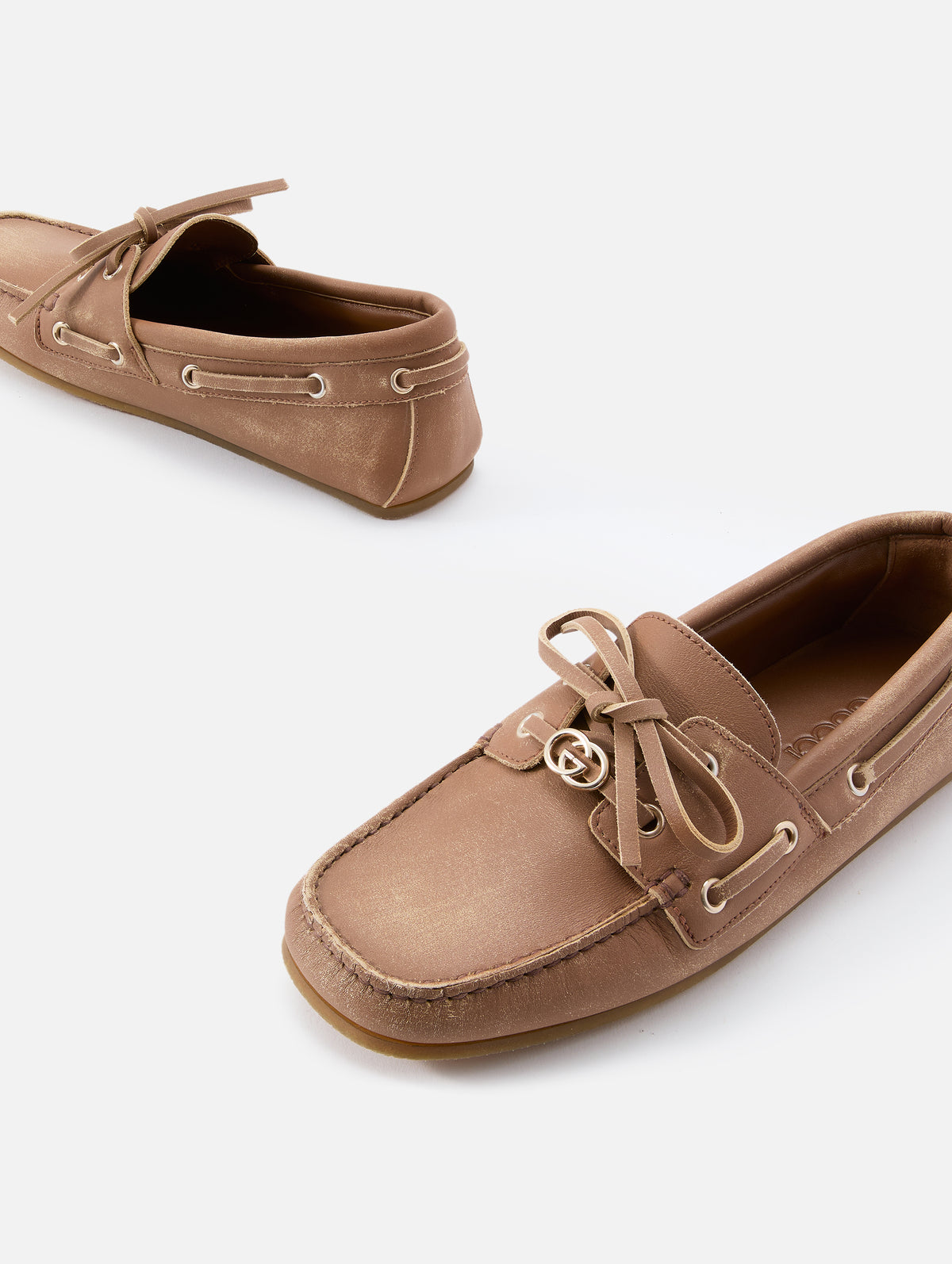 Boat Moccasin,GUCCI,LIGHT BROWN,Image 2