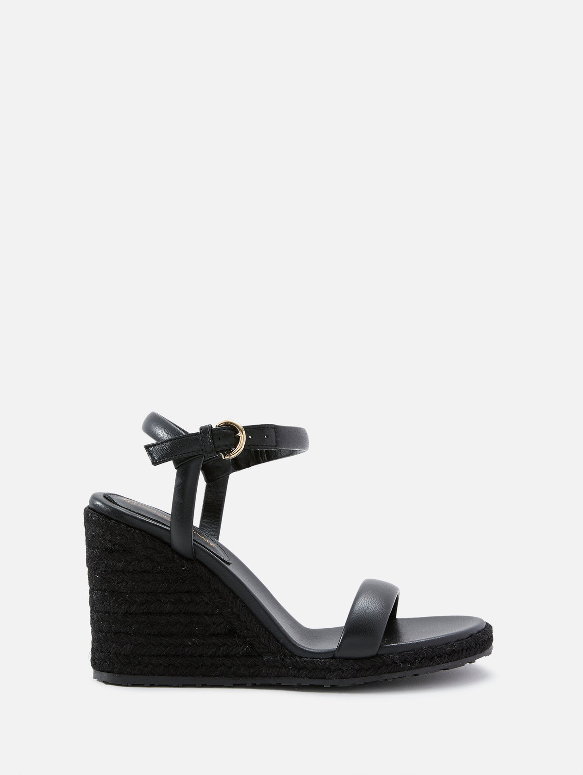 Nappa Corda Wedge,GIANVITO ROSSI,BLACK,Image 1