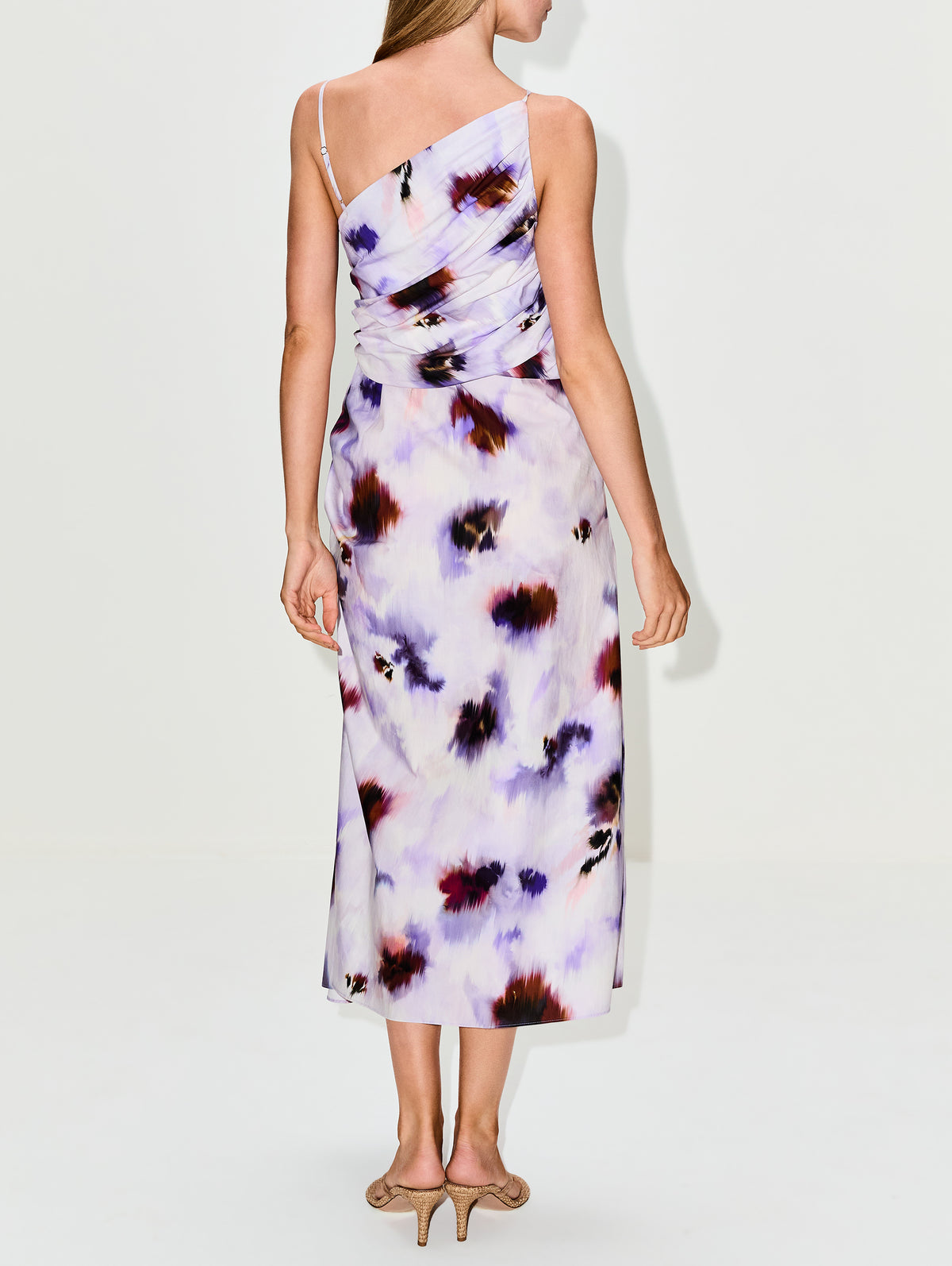 A.L.C. Juno Floral Ruched Cotton Midi-Dress - Lilac Multi