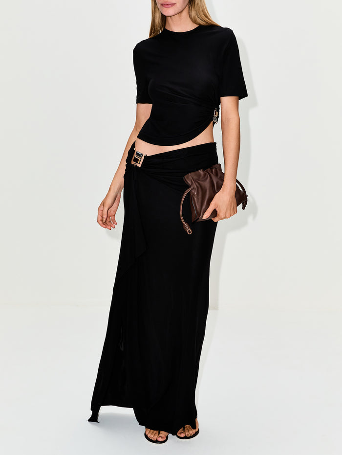 Bezel Quartz Ruched Tee,CHRISTOPHER ESBER,BLACK,Image 1