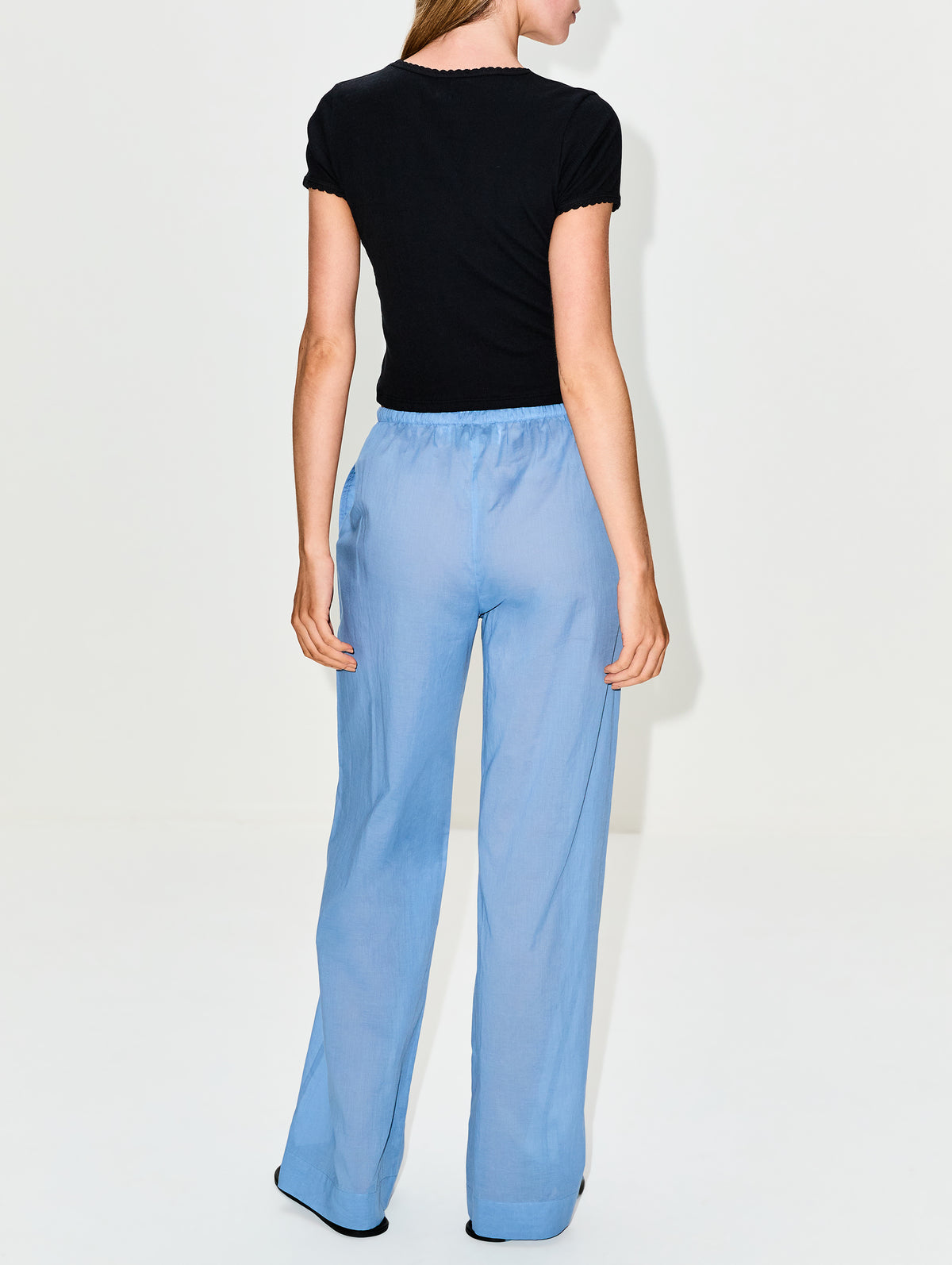 Pointelle Baby Tee,LESET,BLACK,Image 3