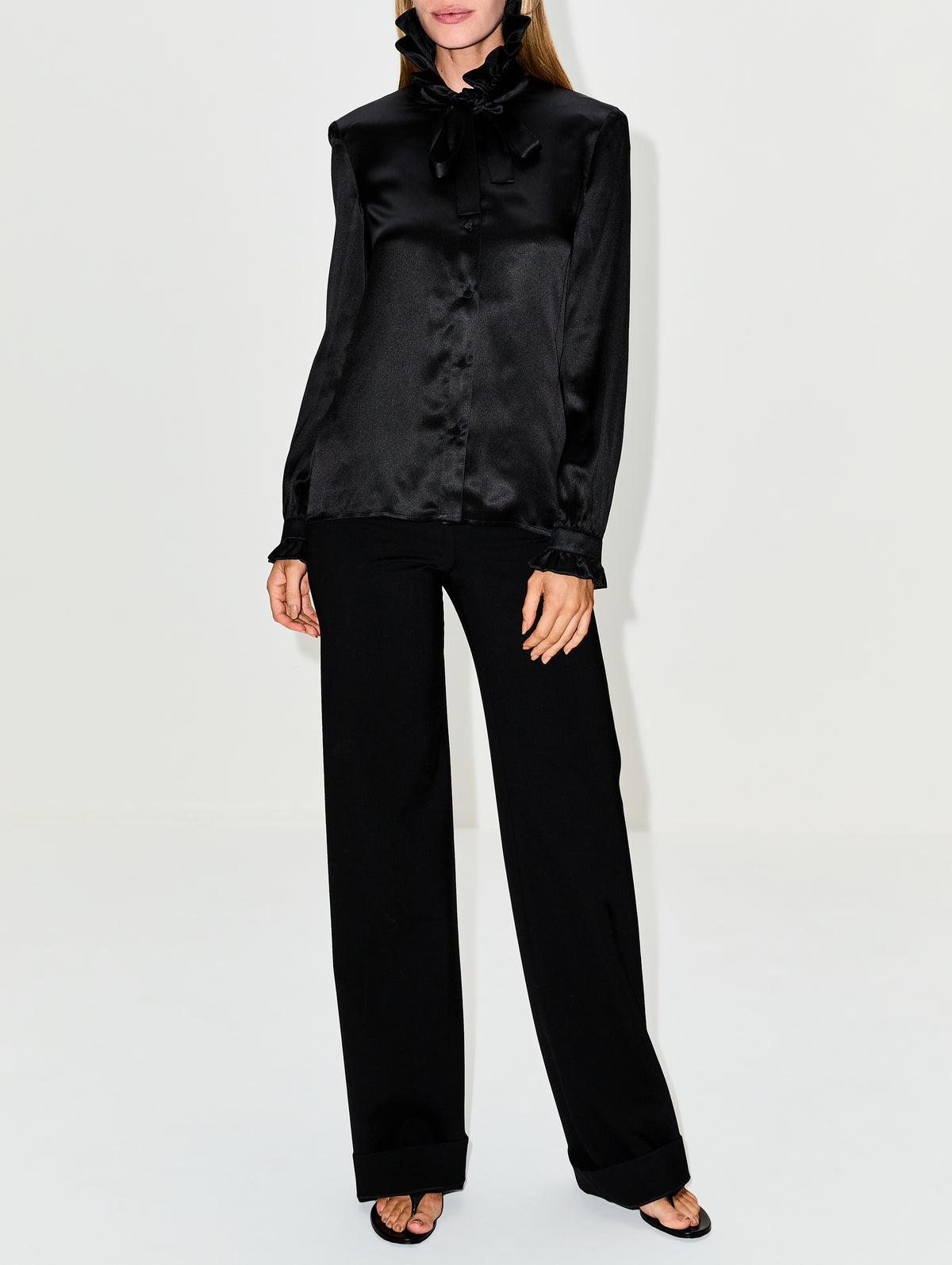 Silk Satin Shirt,GUCCI,BLACK,Image 2