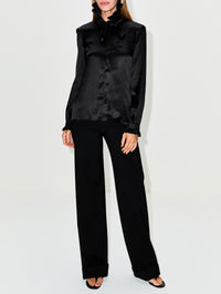 Silk Satin Shirt,GUCCI,BLACK,Image 2