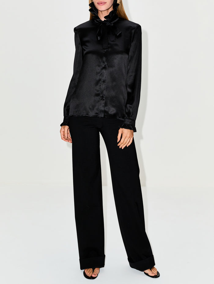 Silk Satin Shirt,GUCCI,BLACK,Image 1
