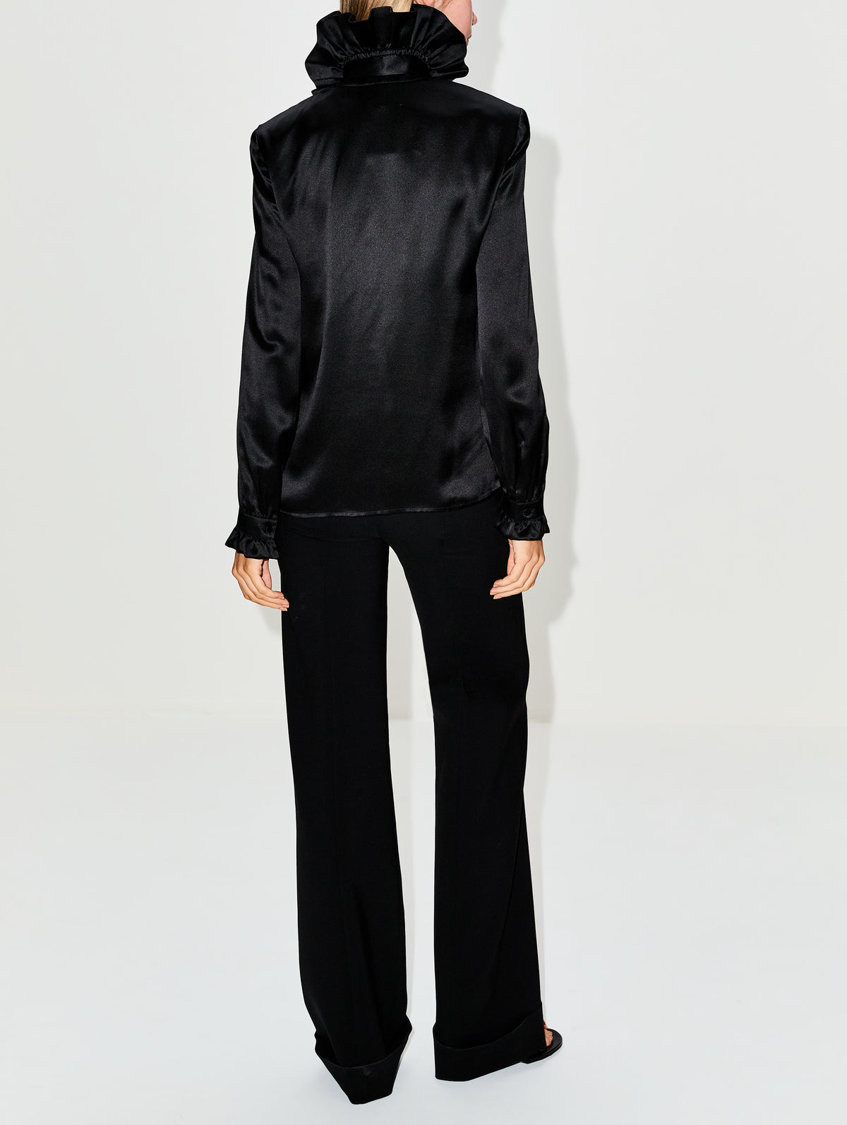 Silk Satin Shirt,GUCCI,BLACK,Image 3