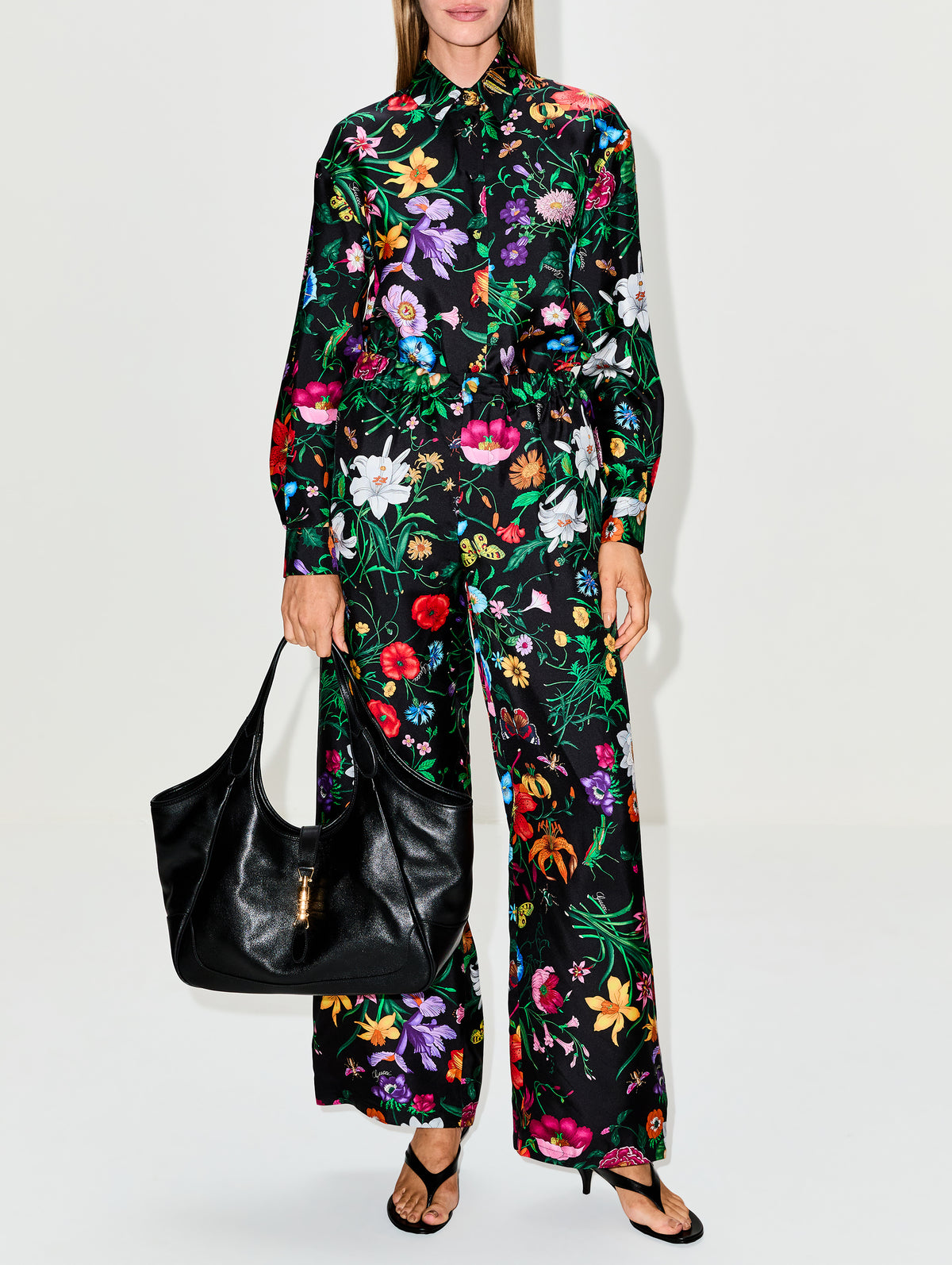 Flora Firme Pant,GUCCI,BLACK MULTI,Image 2