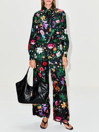 Flora Firme Pant,GUCCI,BLACK MULTI,Image 2