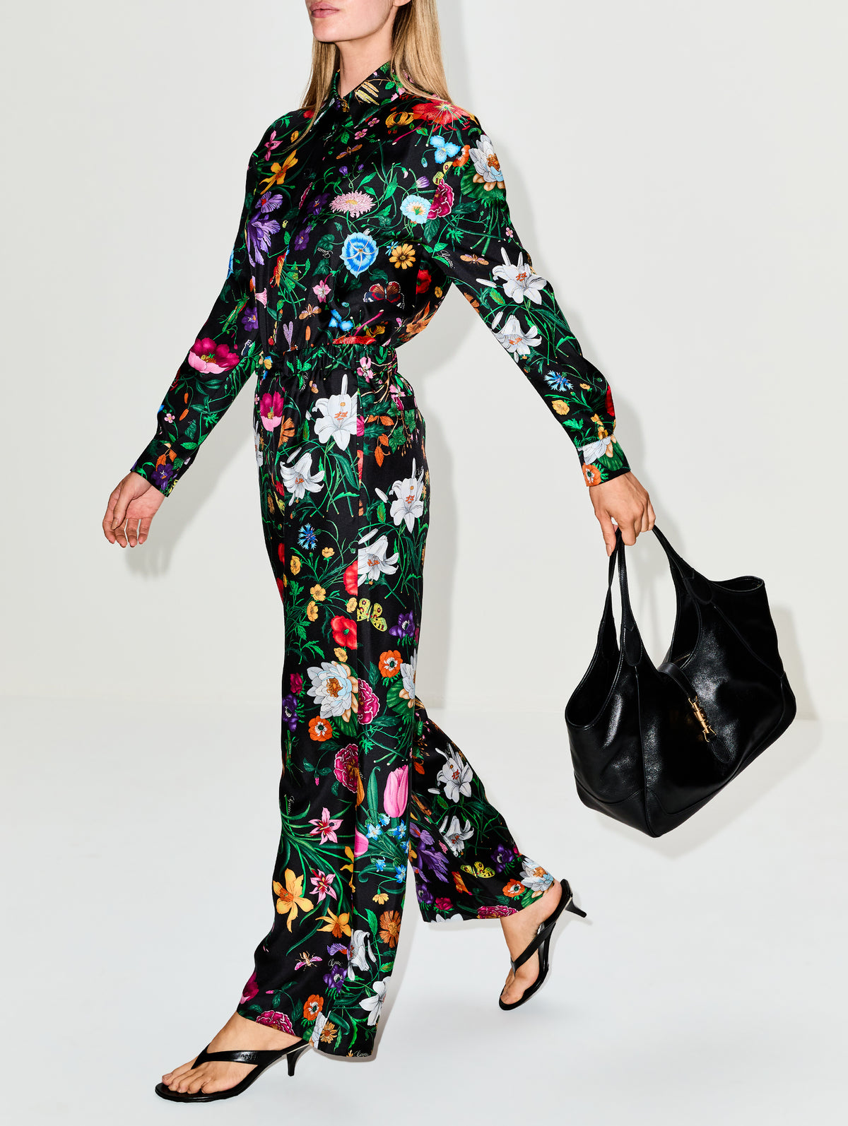 Flora Firme Pant,GUCCI,BLACK MULTI,Image 3