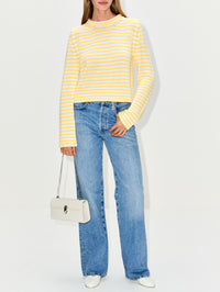 Fine Stripe Mini Marina Sweater,LA LIGNE,SUNSHINE CREAM,Image 2