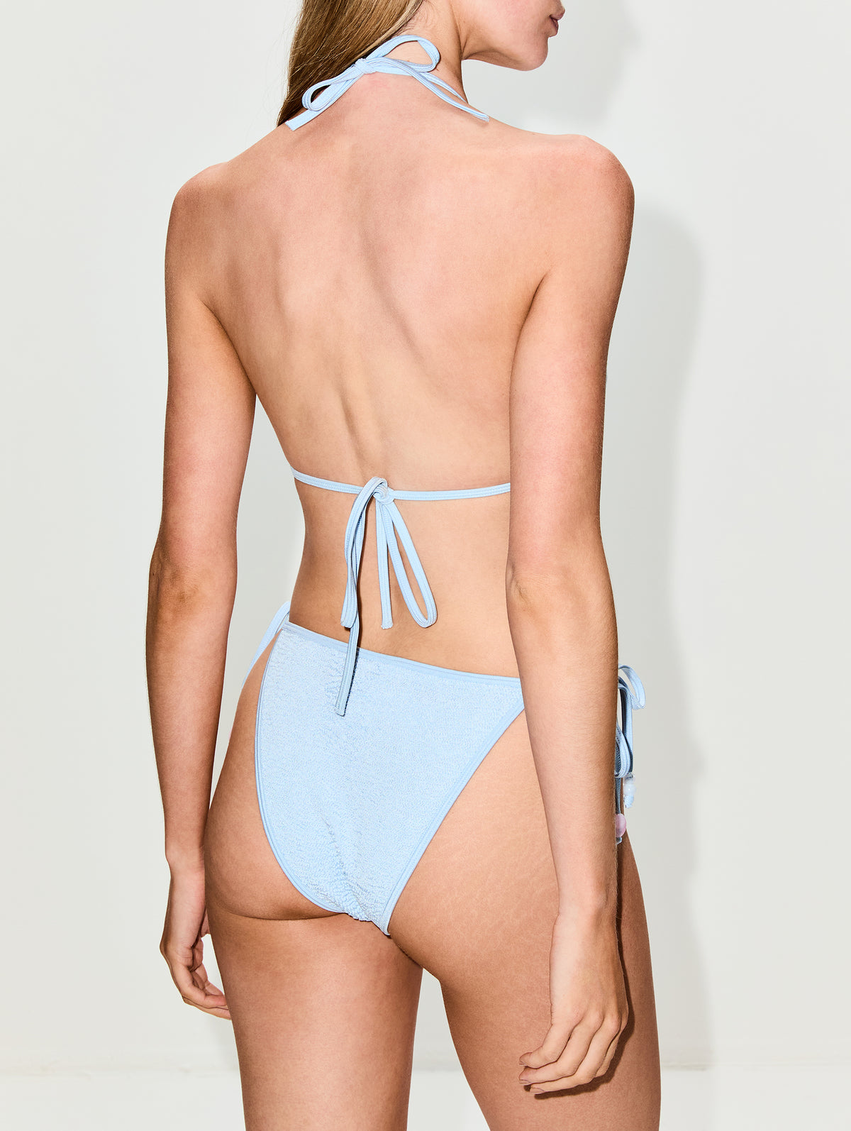 Gina Beaded Bikini,HUNZA G,METALLIC ICE BLUE,Image 3