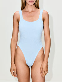 Square Neck Swimsuit,HUNZA G,METALLIC ICE BLUE,Image 2