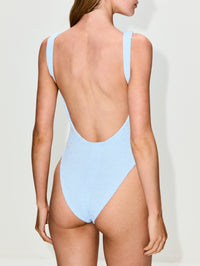 Square Neck Swimsuit,HUNZA G,METALLIC ICE BLUE,Image 3
