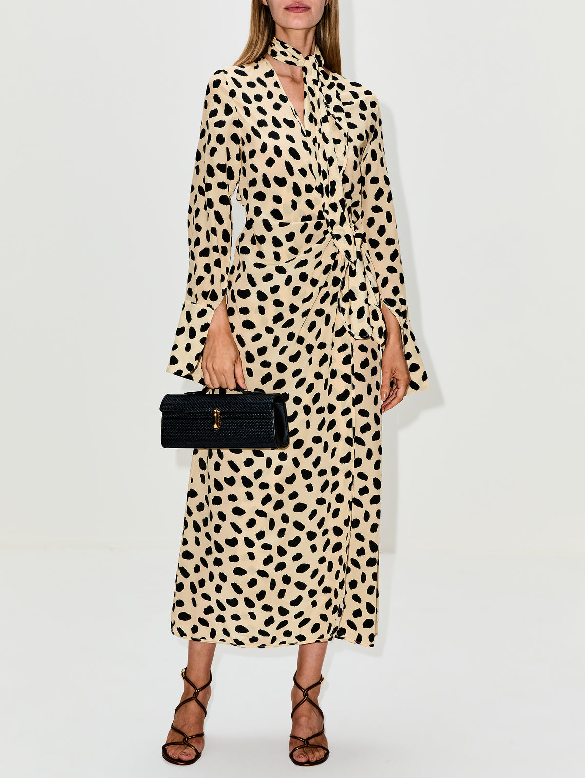 Ollantay Wrap Dress,JOHANNA ORTIZ,ECRU/BLACK,Image 2