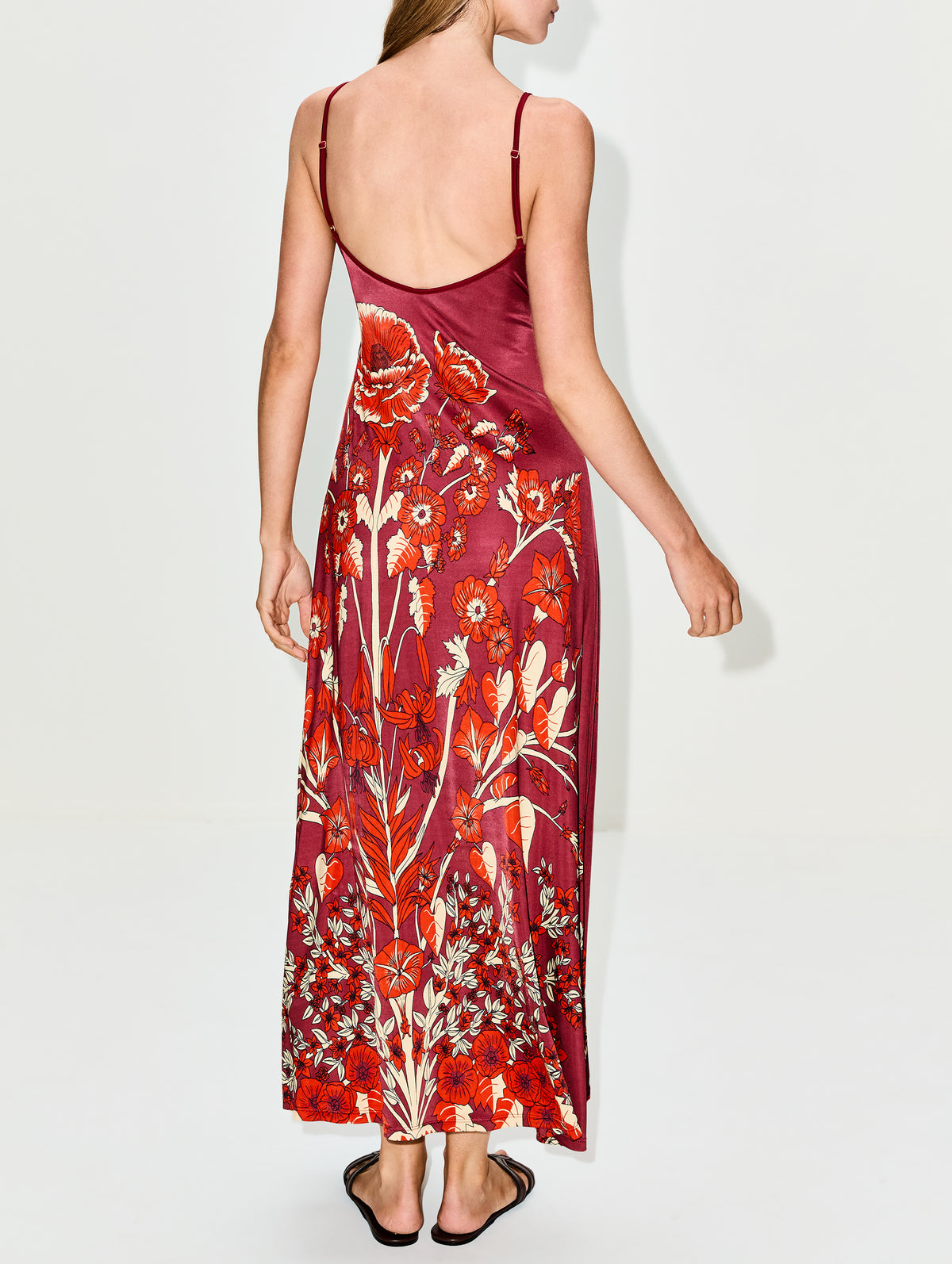 Sendero De Astromelias Dress,JOHANNA ORTIZ,WINE RED,Image 4