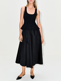 Peplum Combo Dress,LA LIGNE,BLACK,Image 2
