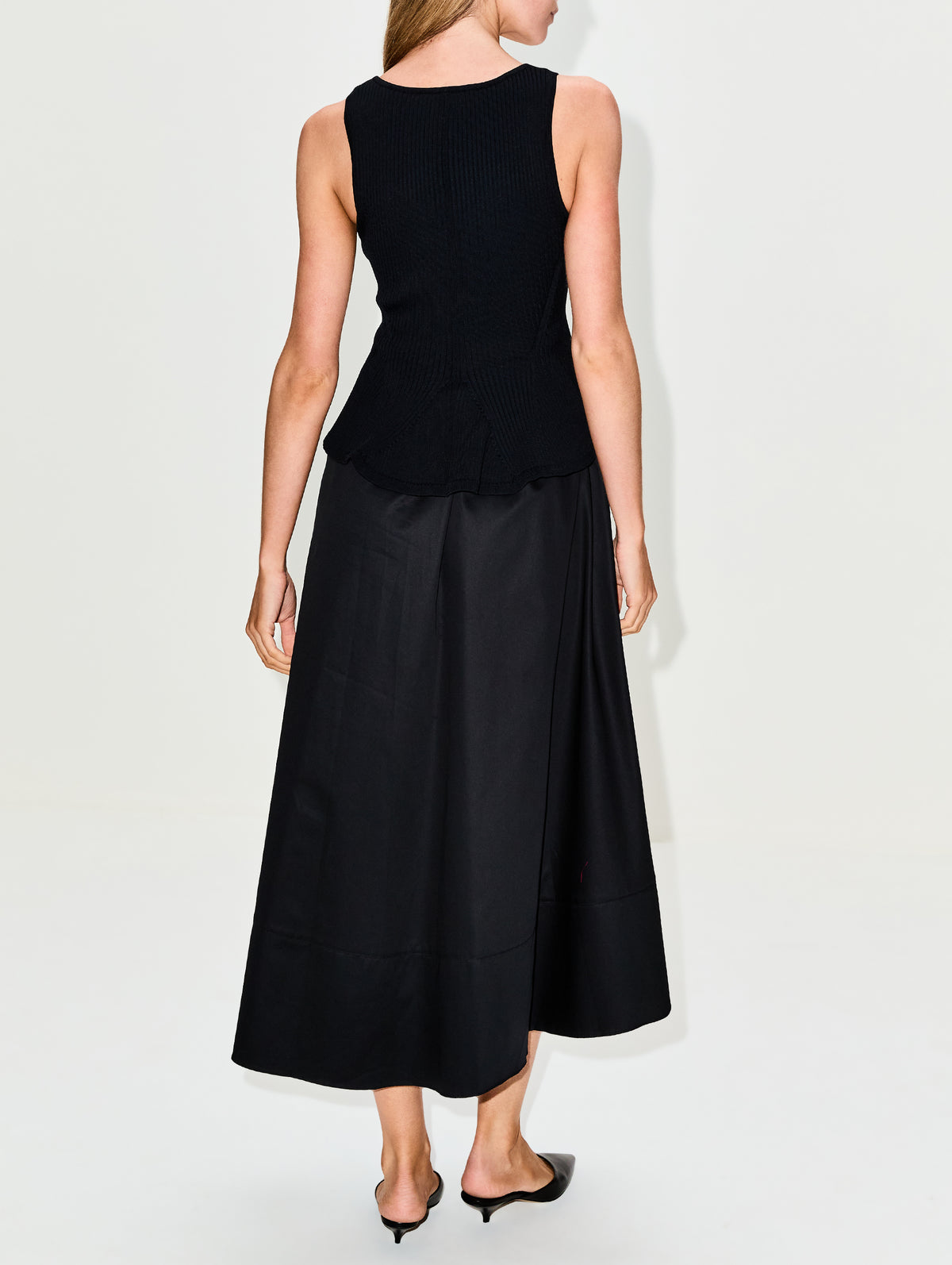 Peplum Combo Dress,LA LIGNE,BLACK,Image 4