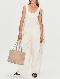 Double Layer Scoop Tank Top,LA LIGNE,IVORY/IVORY,Image 2