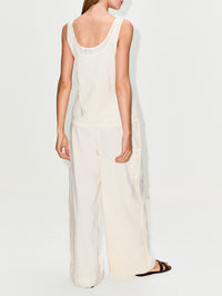 Double Layer Scoop Tank Top,LA LIGNE,IVORY/IVORY,Image 3
