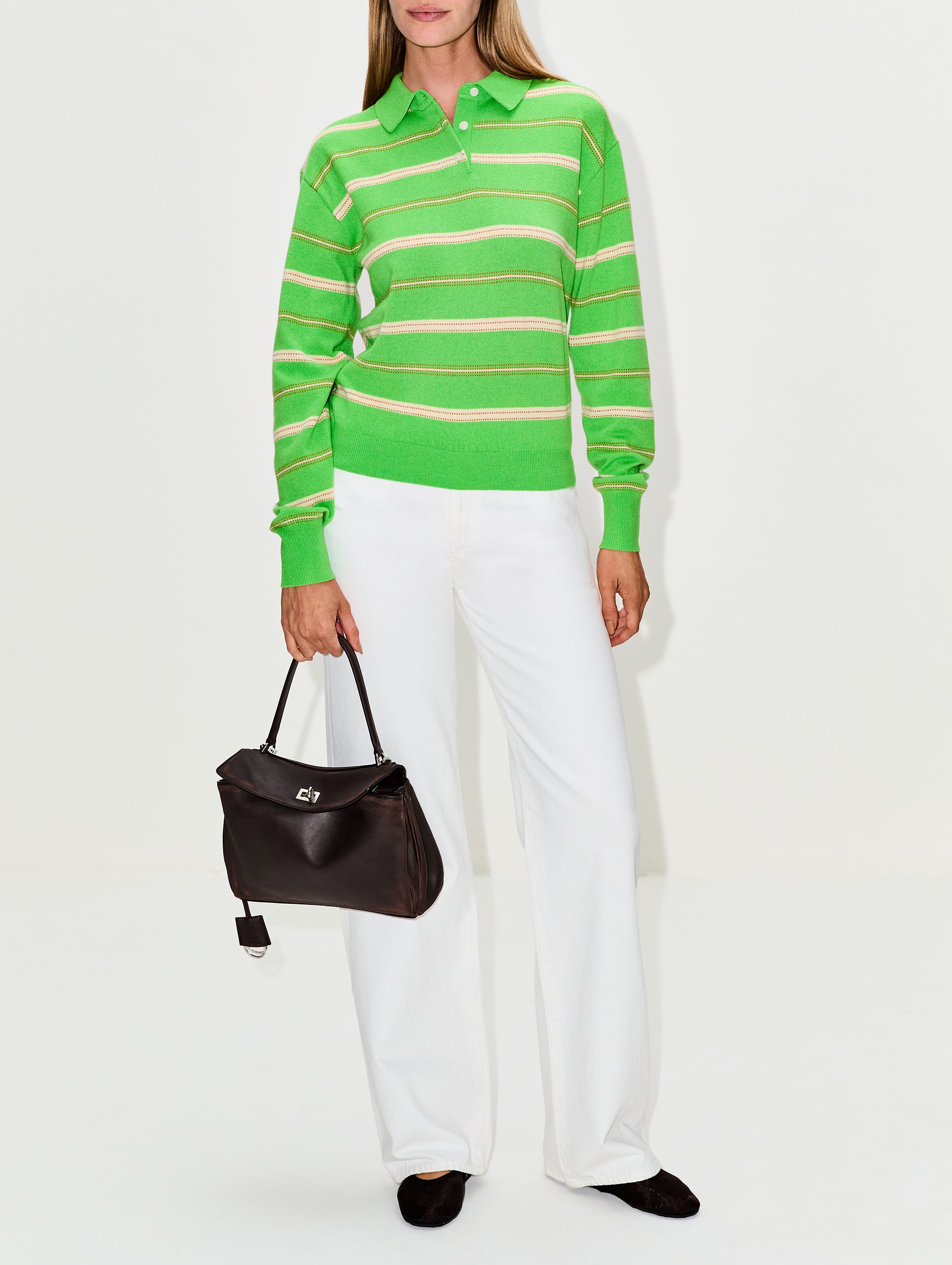 Collegiate Stripe Polo Sweater | GUEST IN RESIDENCE | elysewalker