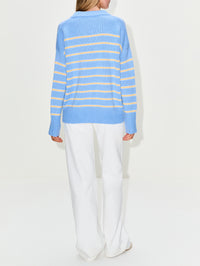 Fineline Stripe Marin Sweater,LA LIGNE,BLUE BUTTER YELLOW,Image 3