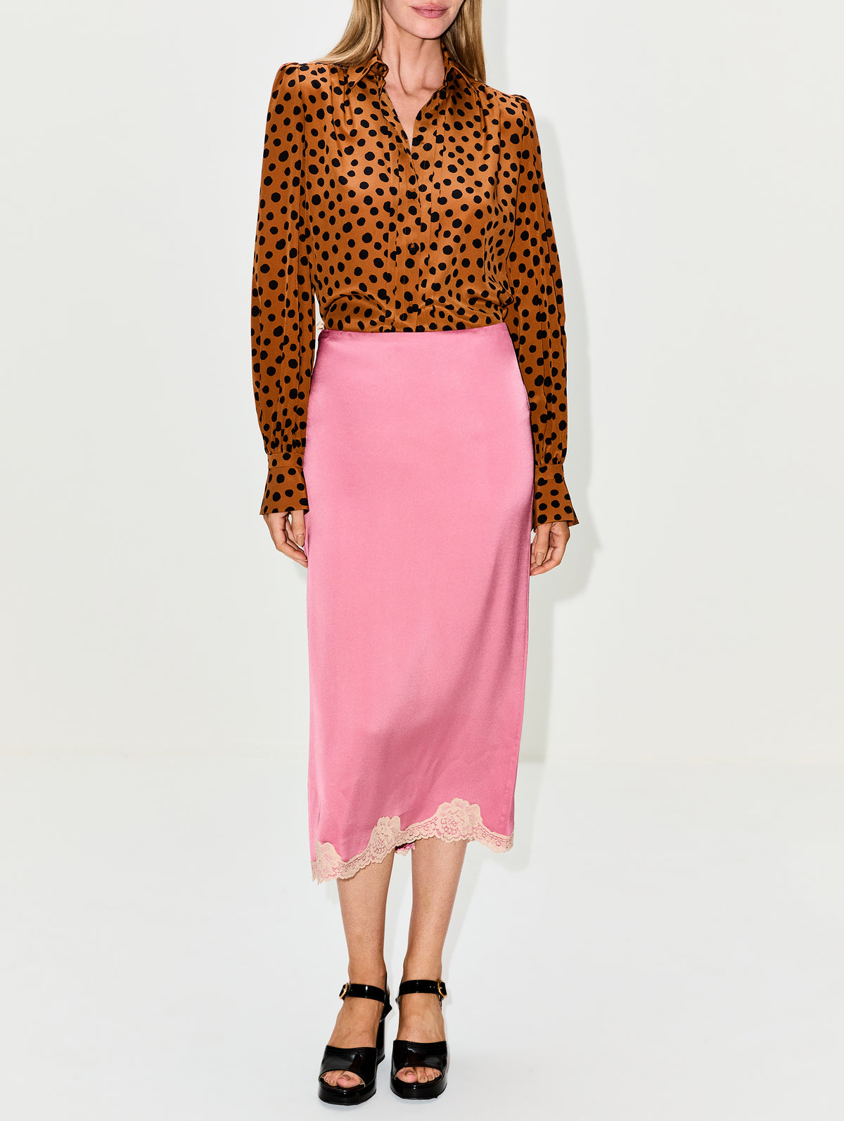 Lace Skirt,VALENTINO GARAVANI,OLD ROSE,Image 2