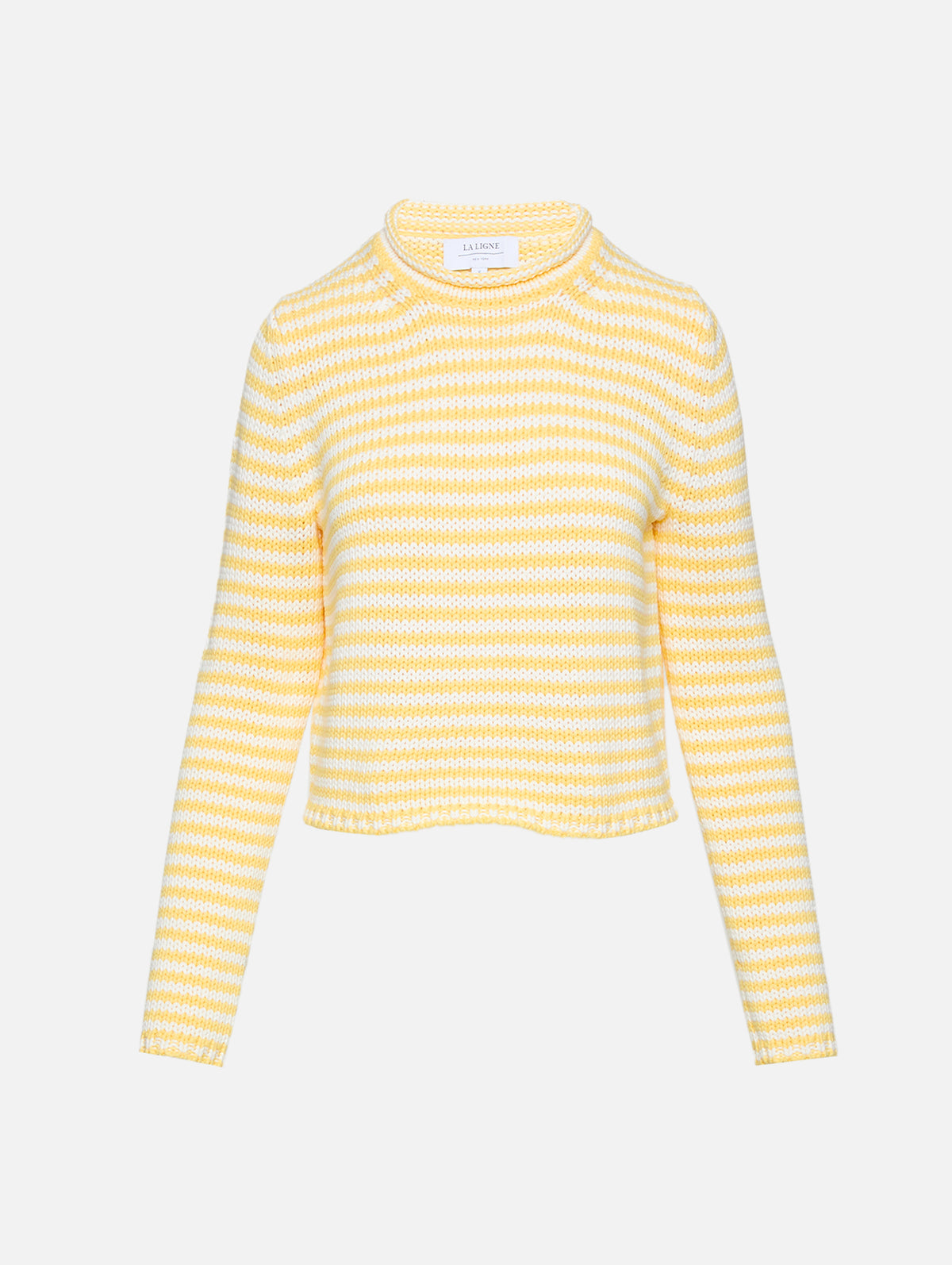 Fine Stripe Mini Marina Sweater,LA LIGNE,SUNSHINE CREAM,Image 1
