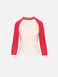 Baseball Tee,GUEST IN RESIDENCE,CREAM SCARLET,Image 1
