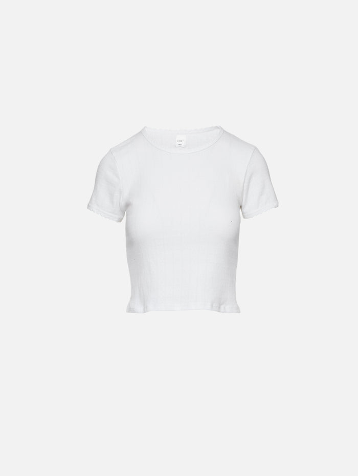 Pointelle Baby Tee,LESET,WHITE,Image 1