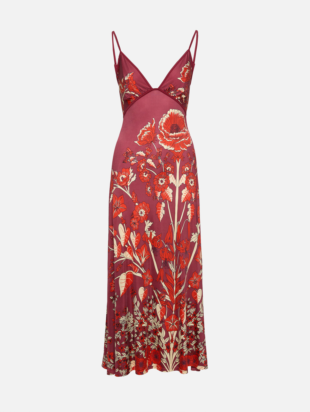johanna ortiz red floral dress Johanna Ortiz Sendero de Astromelias Ankle Dress in Wine,Red