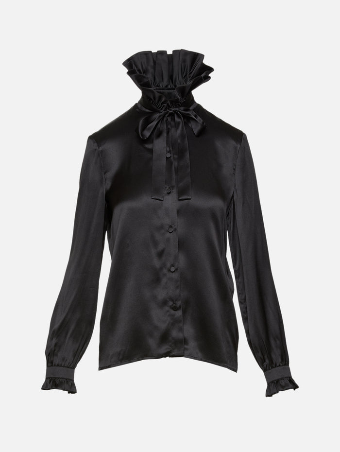 Silk Satin Shirt,GUCCI,BLACK,Image 1