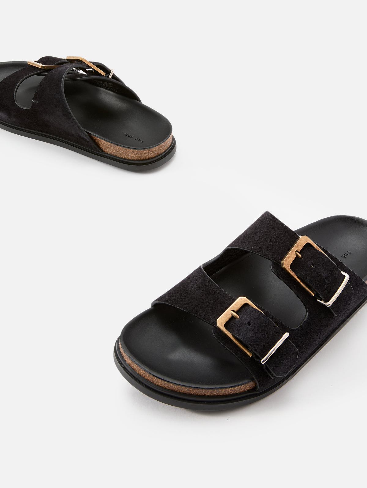 Buckle Slide Sandal,THE ROW,BLACK,Image 2