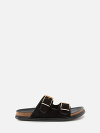 Buckle Slide Sandal,THE ROW,BLACK,Image 1