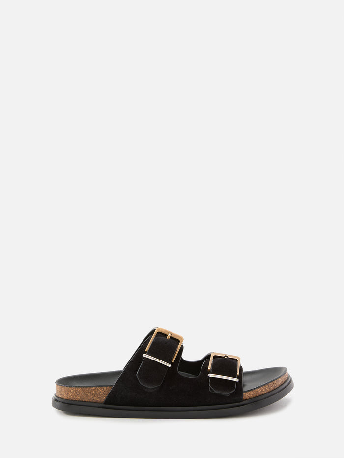 Buckle Slide Sandal,THE ROW,BLACK,Image 1