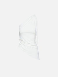 One Shoulder Tie Top,MIMCHIK,VANILLA,Image 1