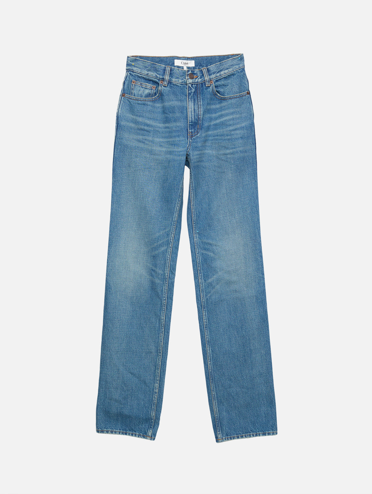 Denim Pant,CHLOÉ,DUSTY COBAL,Image 1