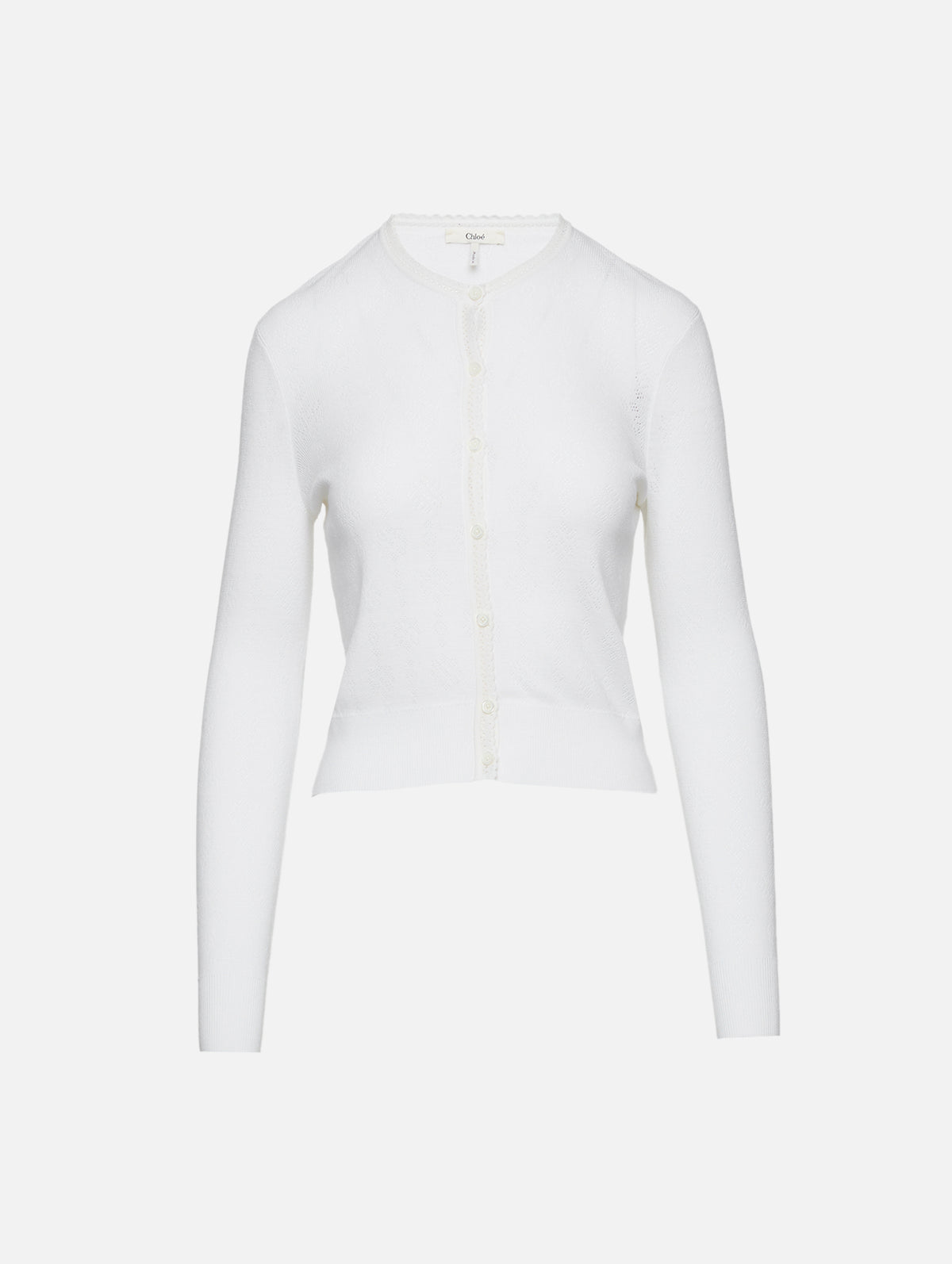 Pointelle Cardigan,CHLOÉ,ICONIC MILK,Image 1