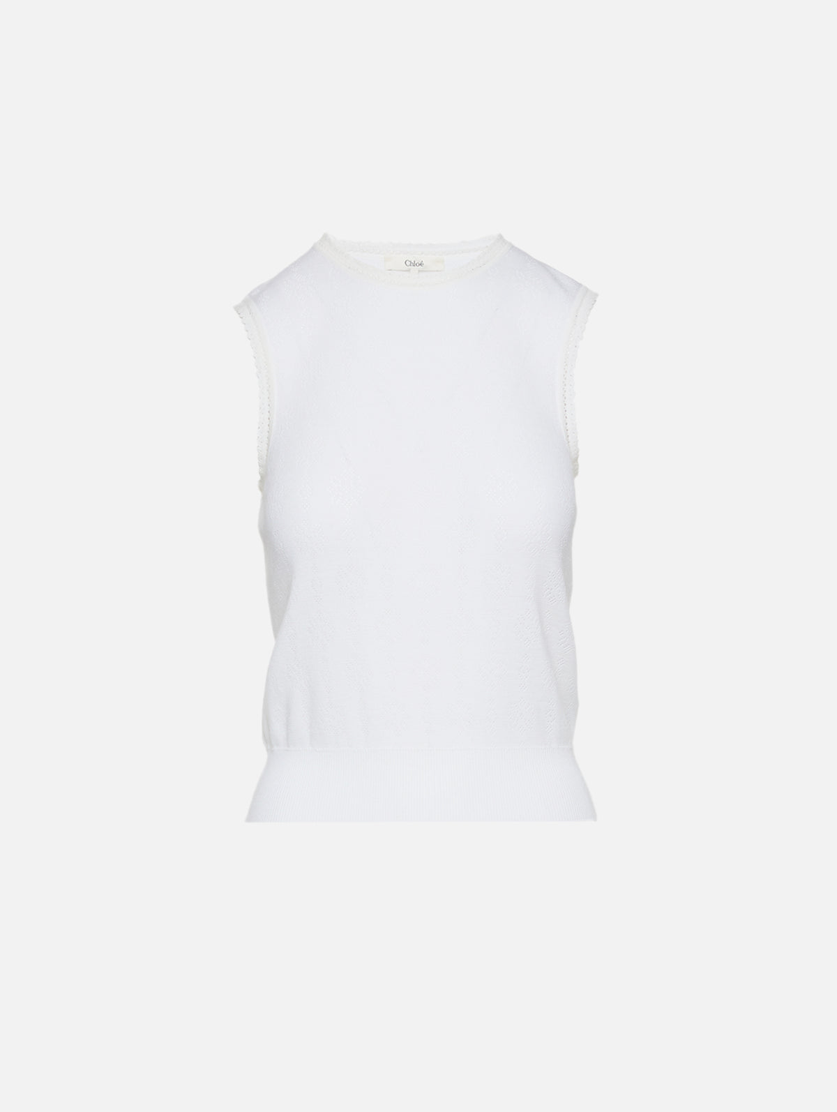 Pointelle Sleeveless Top,CHLOÉ,ICONIC MILK,Image 1