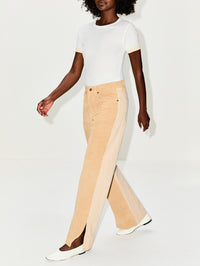Charlot Split Hem Jean,B SIDES,PALOMINO SUEDE/KHAKI,Image 3