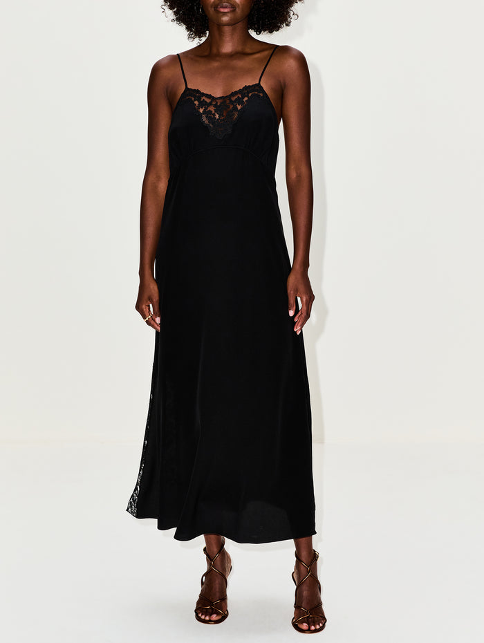 Silk Dress,CHLOÉ,BLACK,Image 1