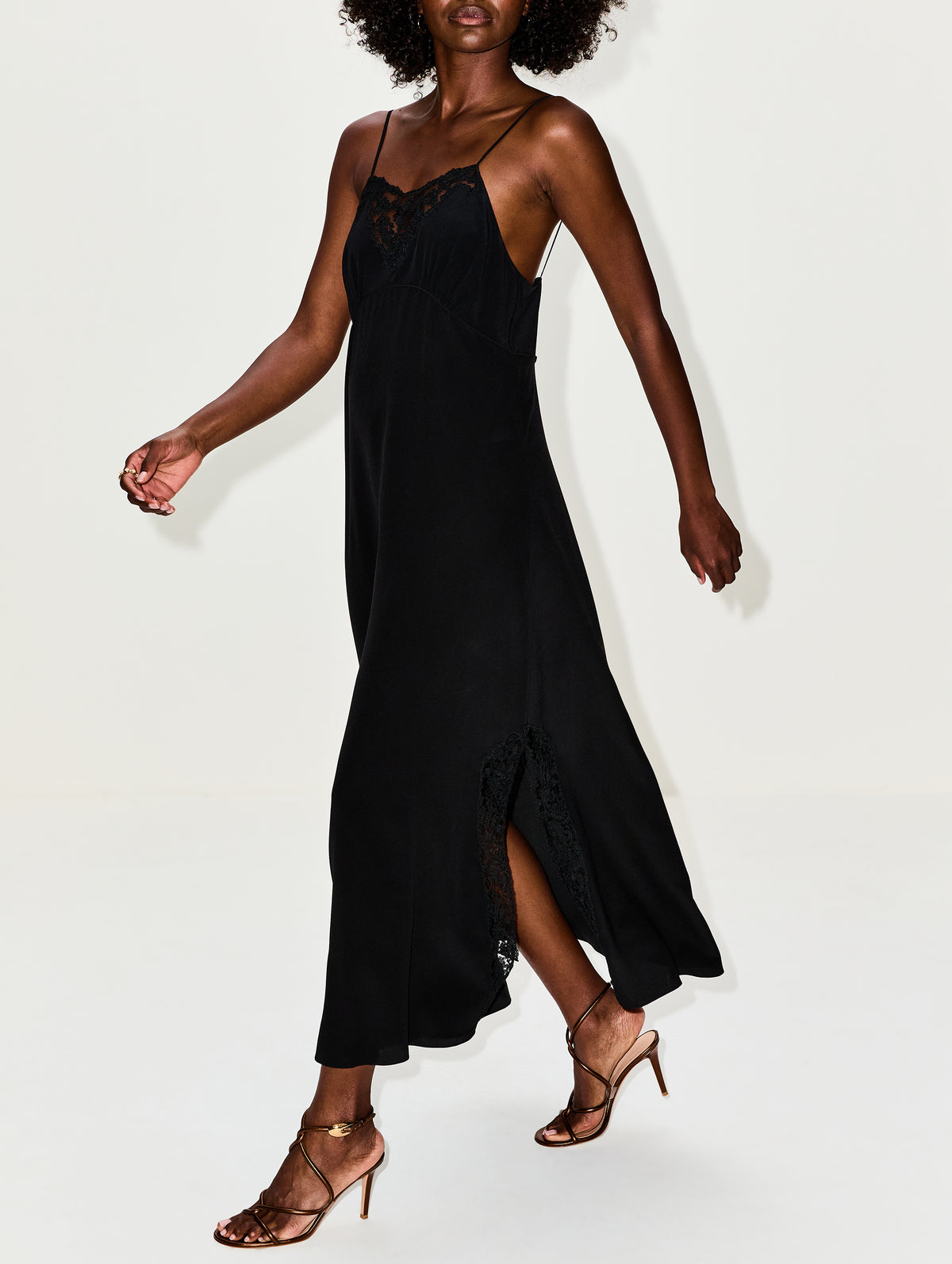 Silk Dress,CHLOÉ,BLACK,Image 3