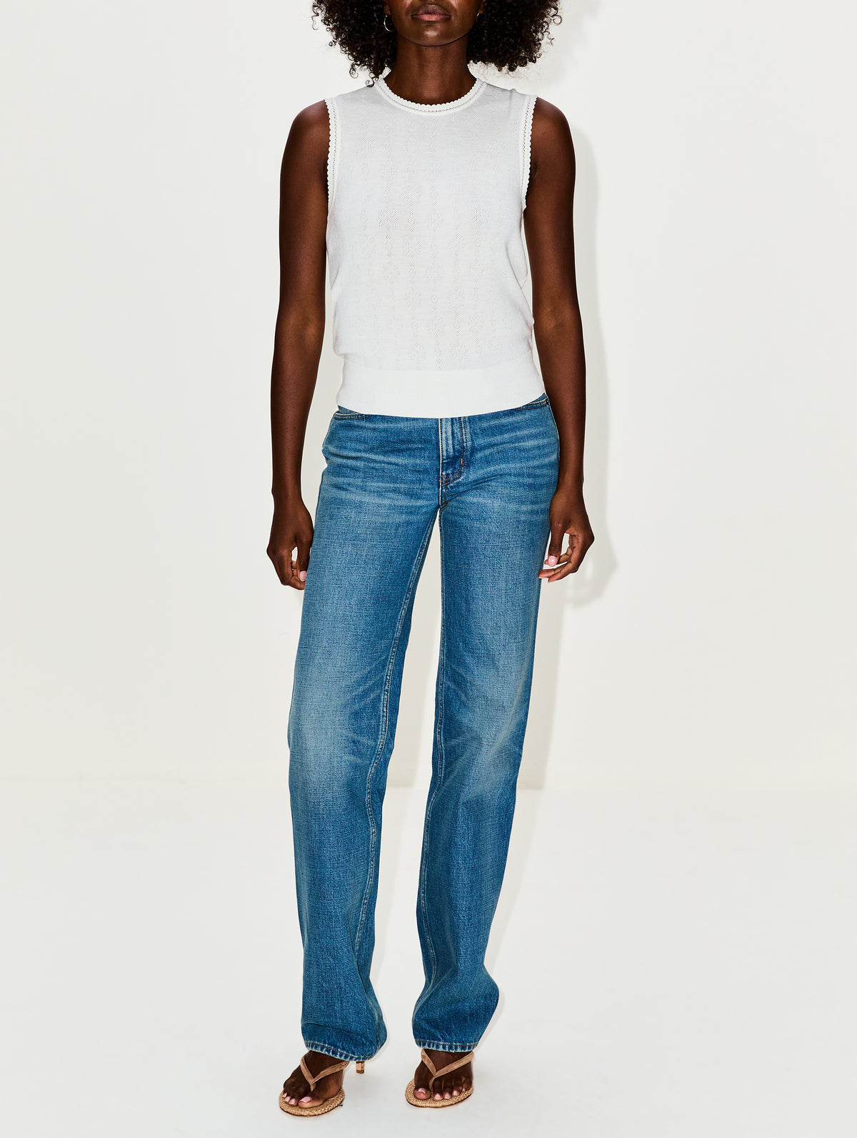 Pointelle Sleeveless Top,CHLOÉ,ICONIC MILK,Image 2