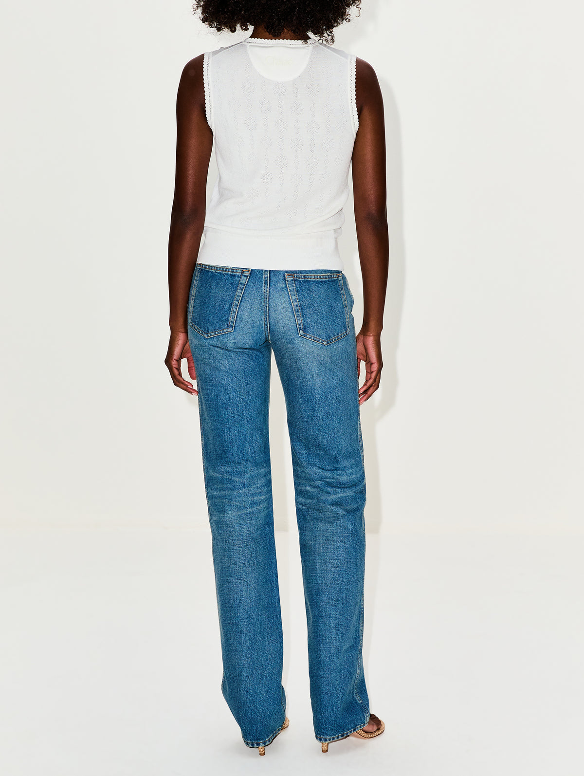 Pointelle Sleeveless Top,CHLOÉ,ICONIC MILK,Image 3
