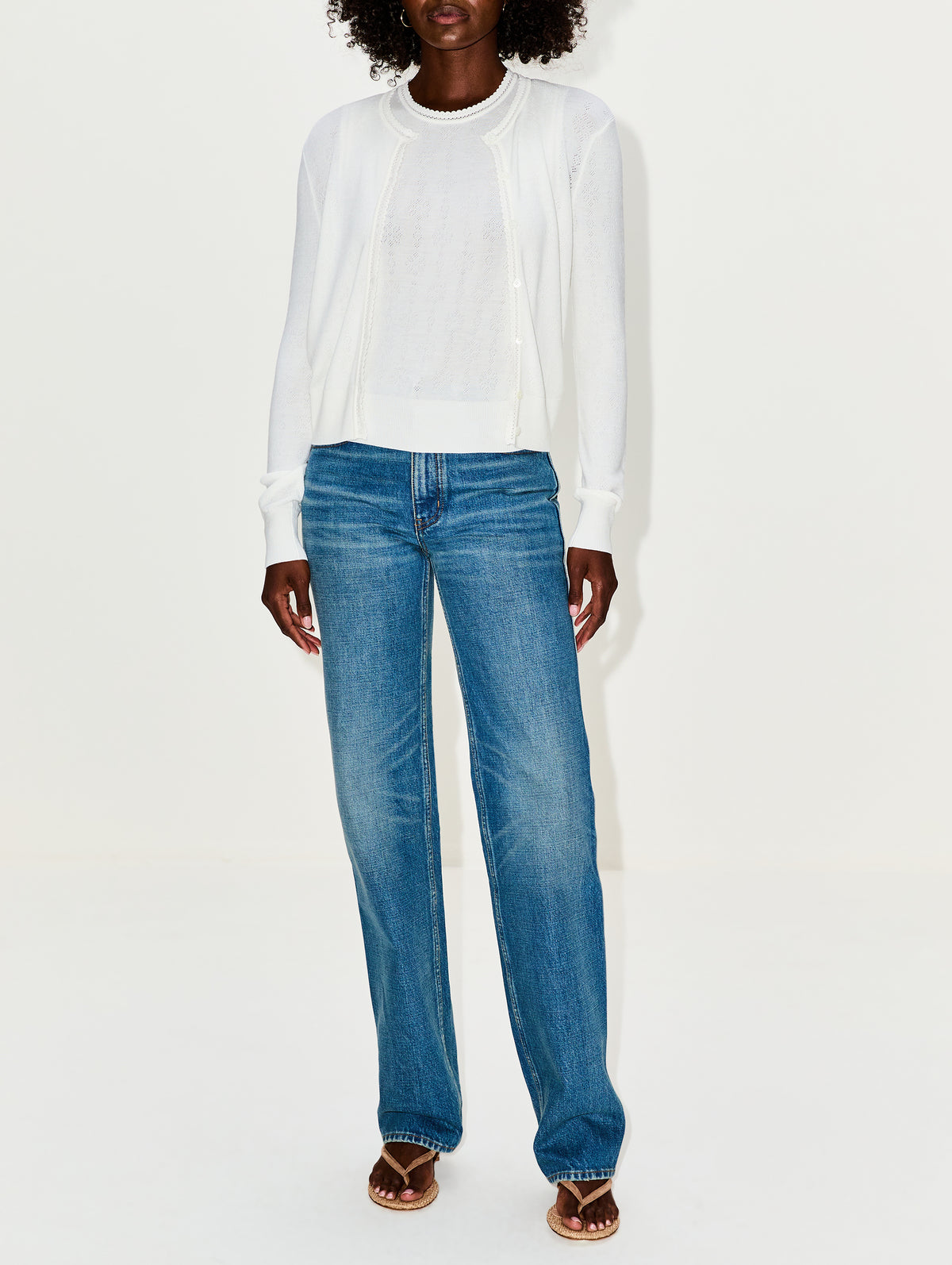 Pointelle Cardigan,CHLOÉ,ICONIC MILK,Image 4