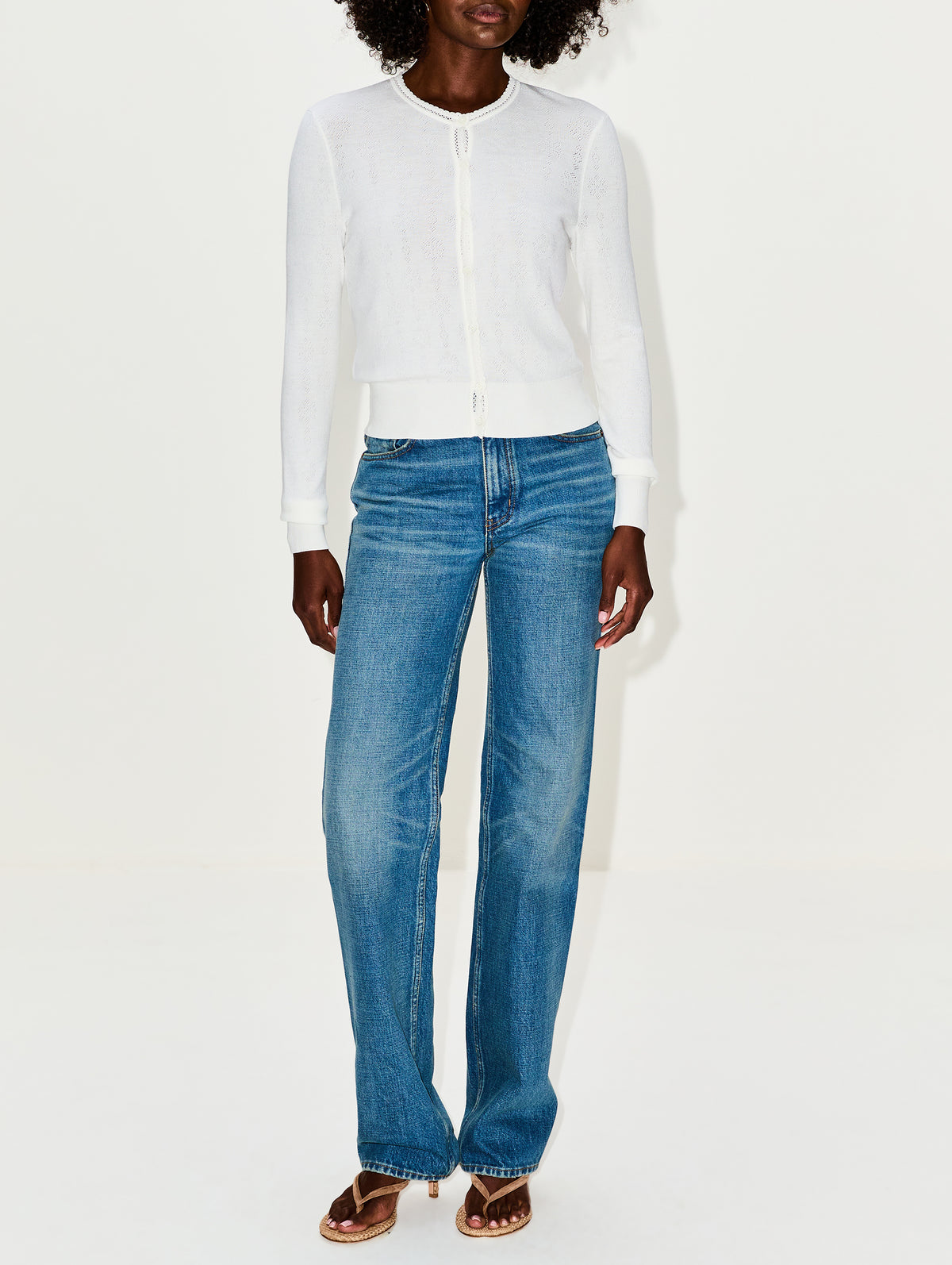 Pointelle Cardigan,CHLOÉ,ICONIC MILK,Image 2